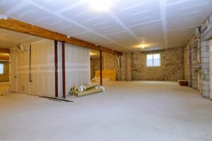 Unfinished basement prior to remodeling